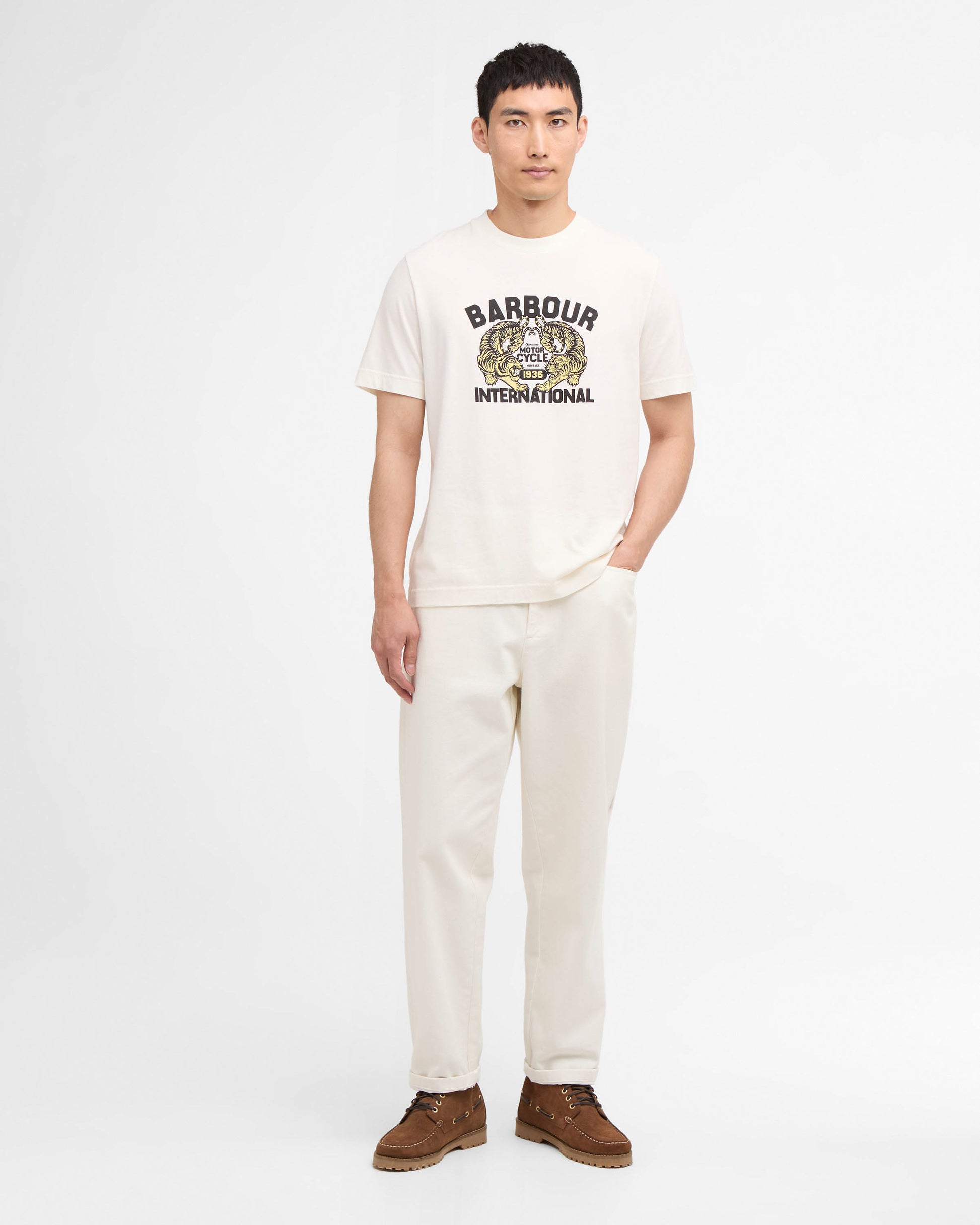 Barbour International Talisman Mens Graphic T-Shirt - Whisper White | CHO | Designer Mens T-Shirts