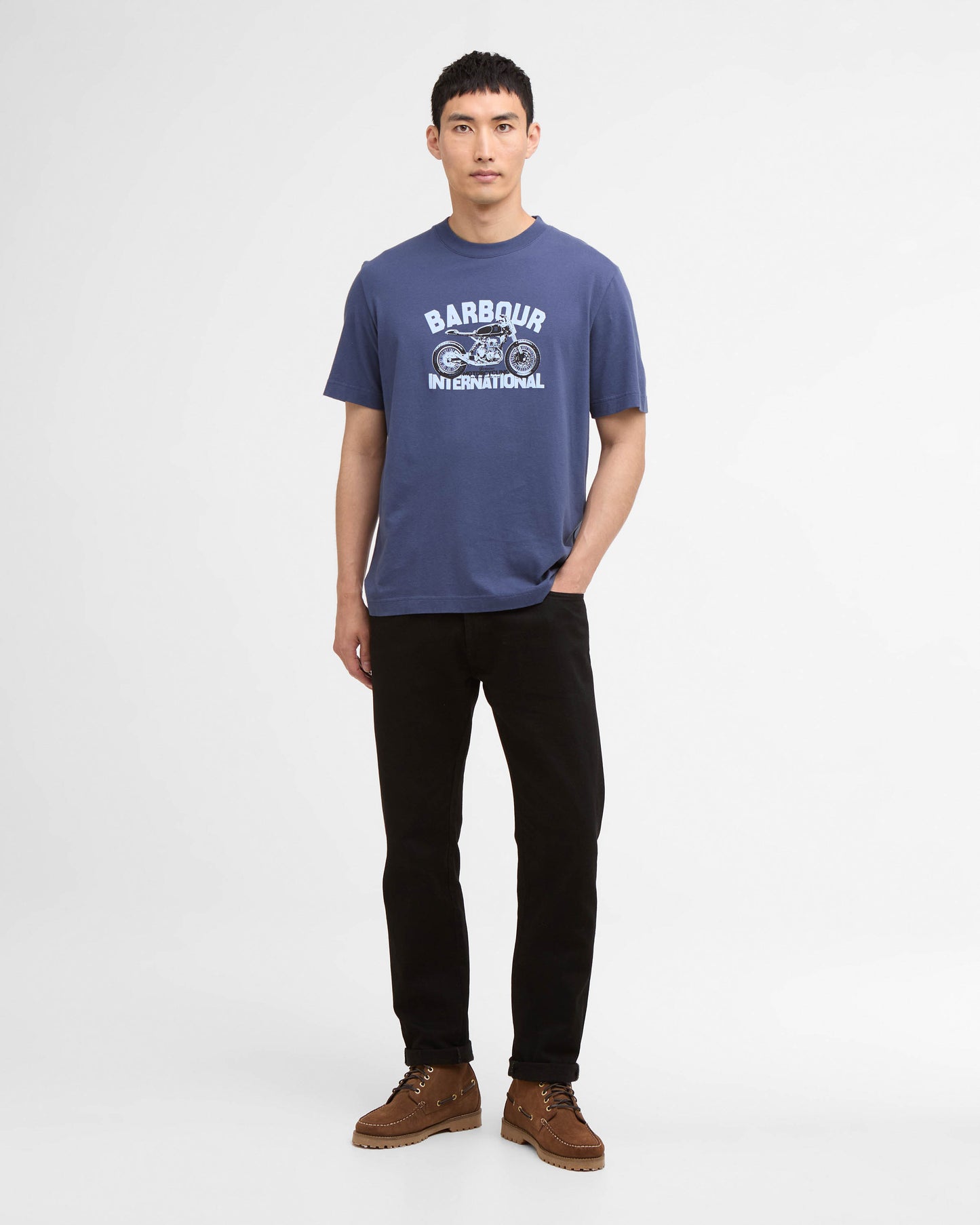 Barbour International Shifter Mens Graphic Print T-Shirt - Oceana | CHO | Designer Mens T-Shirts