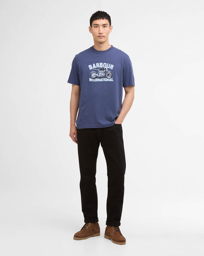Barbour International Shifter Mens Graphic Print T-Shirt - Oceana | CHO | Designer Mens T-Shirts