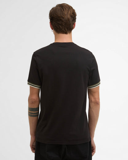 Barbour International Burnwood Mens Tipped Cuff T-Shirt - Black | CHO | Designer Mens T-Shirts