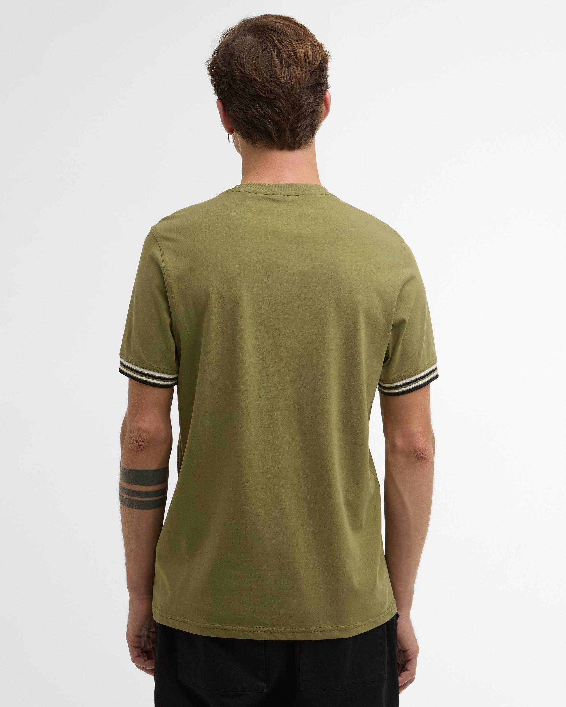 Barbour International Burnwood Mens Tipped Cuff T-Shirt - Burnt Olive | CHO | Designer Mens T-Shirts