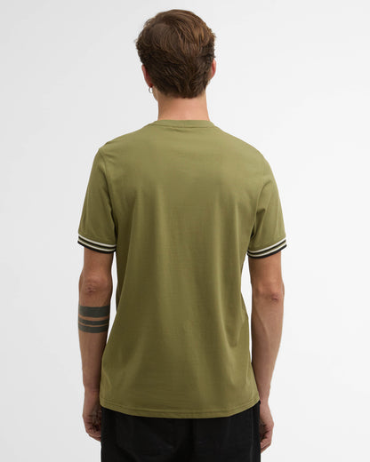 Barbour International Burnwood Mens Tipped Cuff T-Shirt - Burnt Olive | CHO | Designer Mens T-Shirts