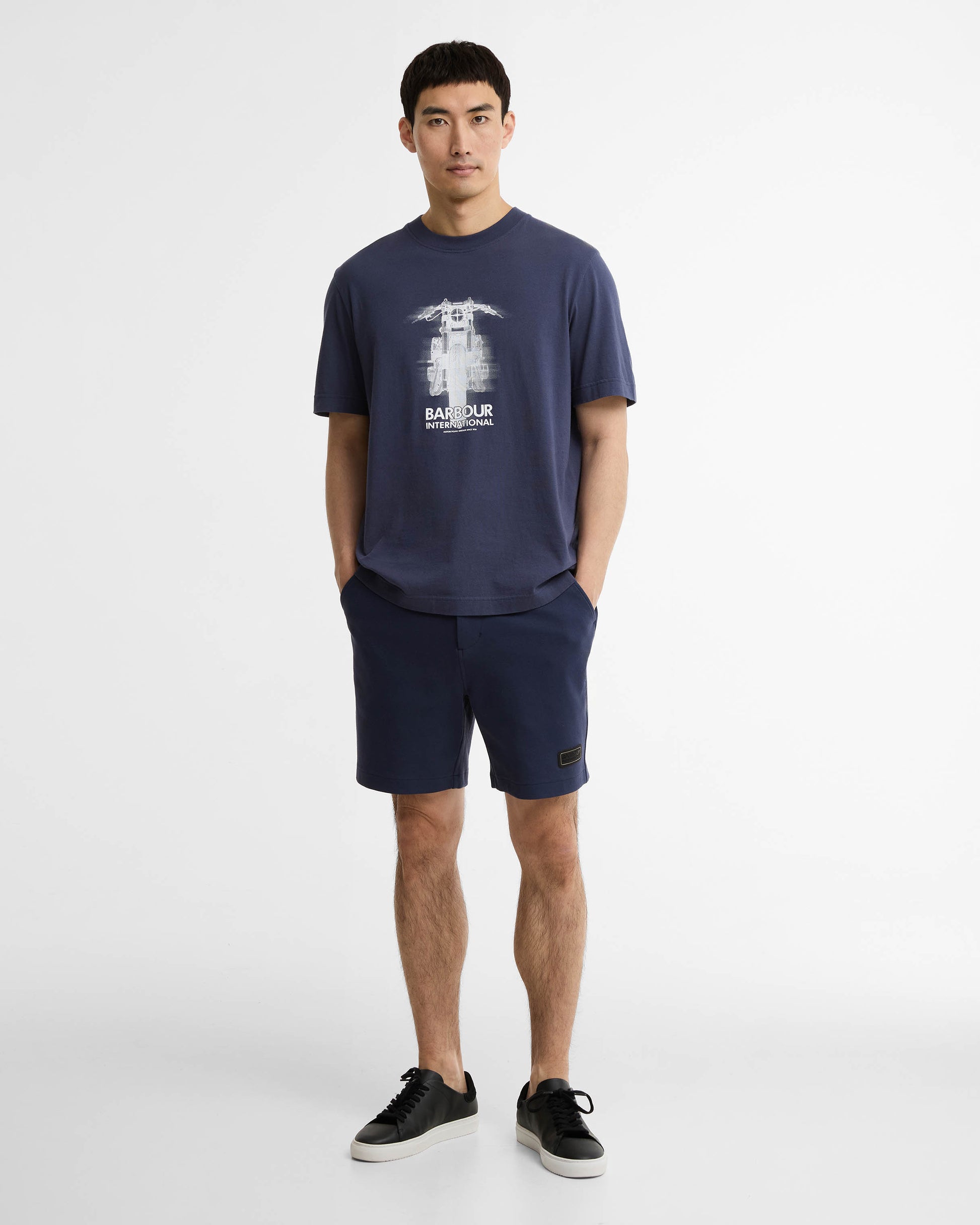 Barbour International Hocking Mens Graphic T - Shirt - Oxford Navy | CHO | Designer Mens T - Shirts