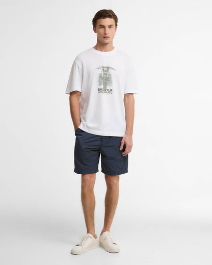 Barbour International Hocking Mens Graphic T - Shirt - White | CHO | Designer Mens T - Shirts