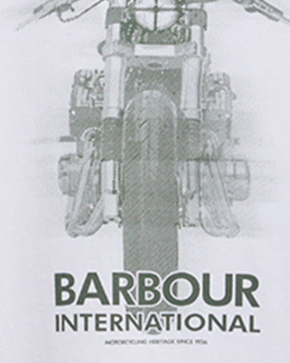 Barbour International Hocking Mens Graphic T - Shirt - White | CHO | Designer Mens T - Shirts