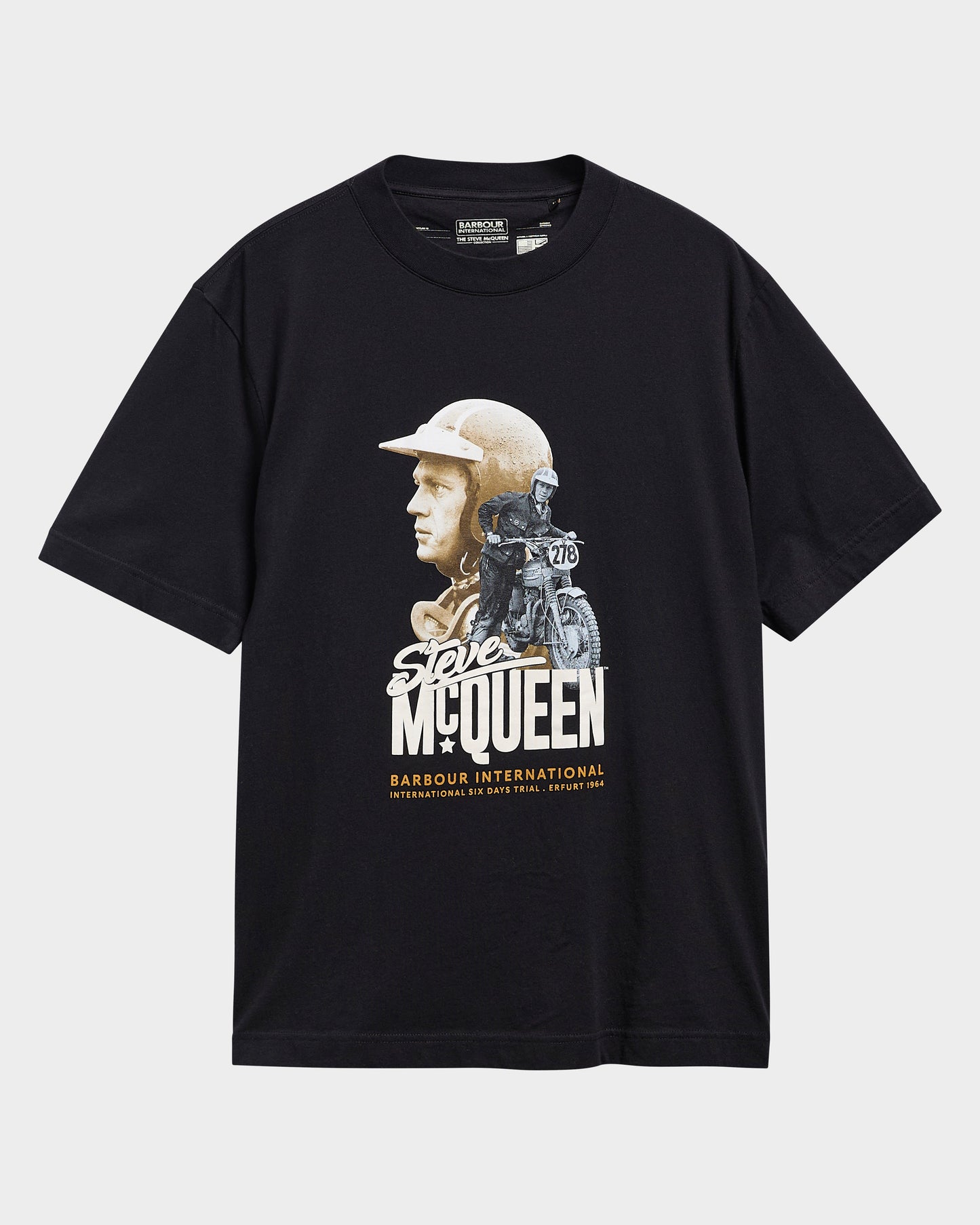 Barbour International Steve McQueen Rainey Mens Graphic T - Shirt - Black | CHO | Designer Mens T - Shirts