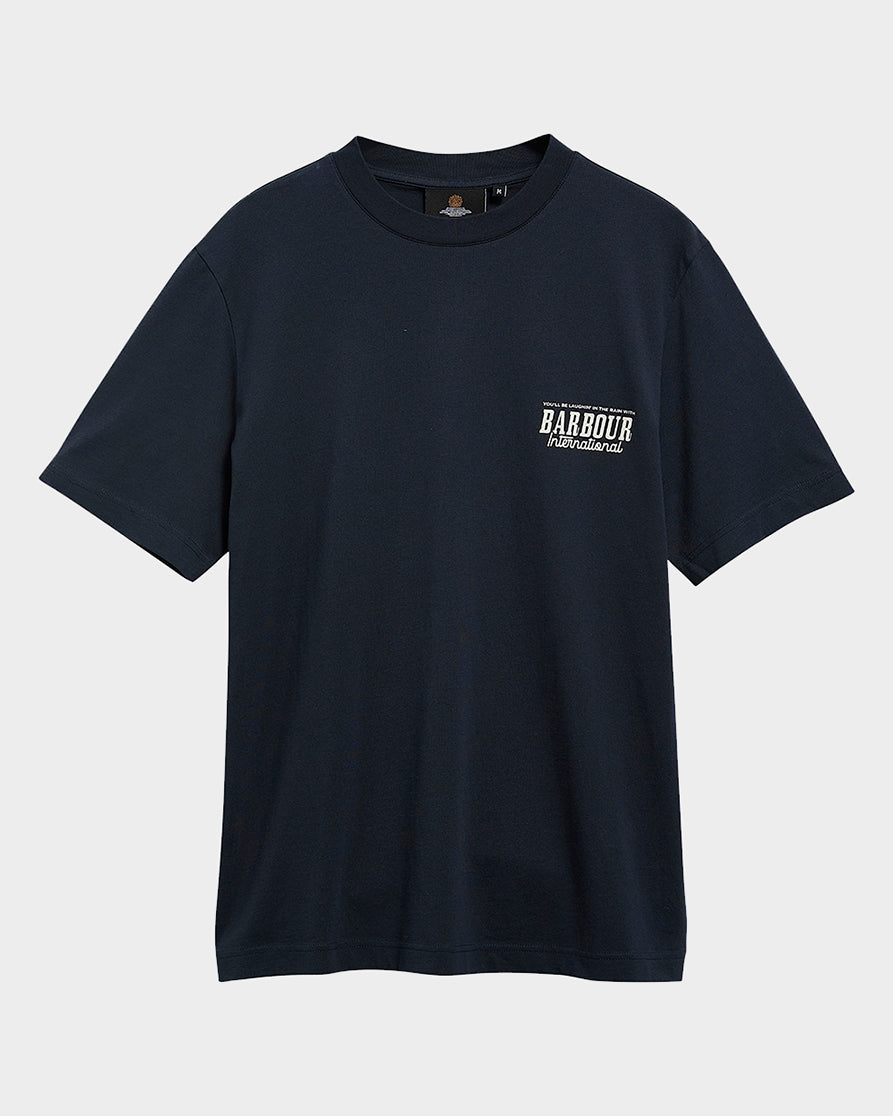 Barbour International Pull Mens Graphic T - Shirt - Navy | CHO | Designer Mens T - Shirts