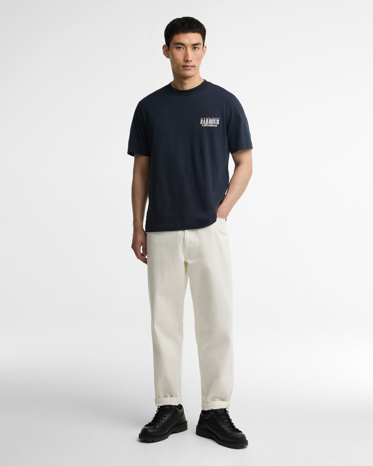 Barbour International Pull Mens Graphic T-Shirt - Navy full length front