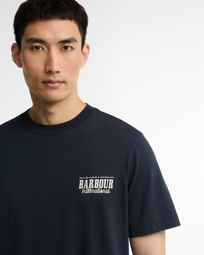 Barbour International Pull Mens Graphic T-Shirt - Navy detail