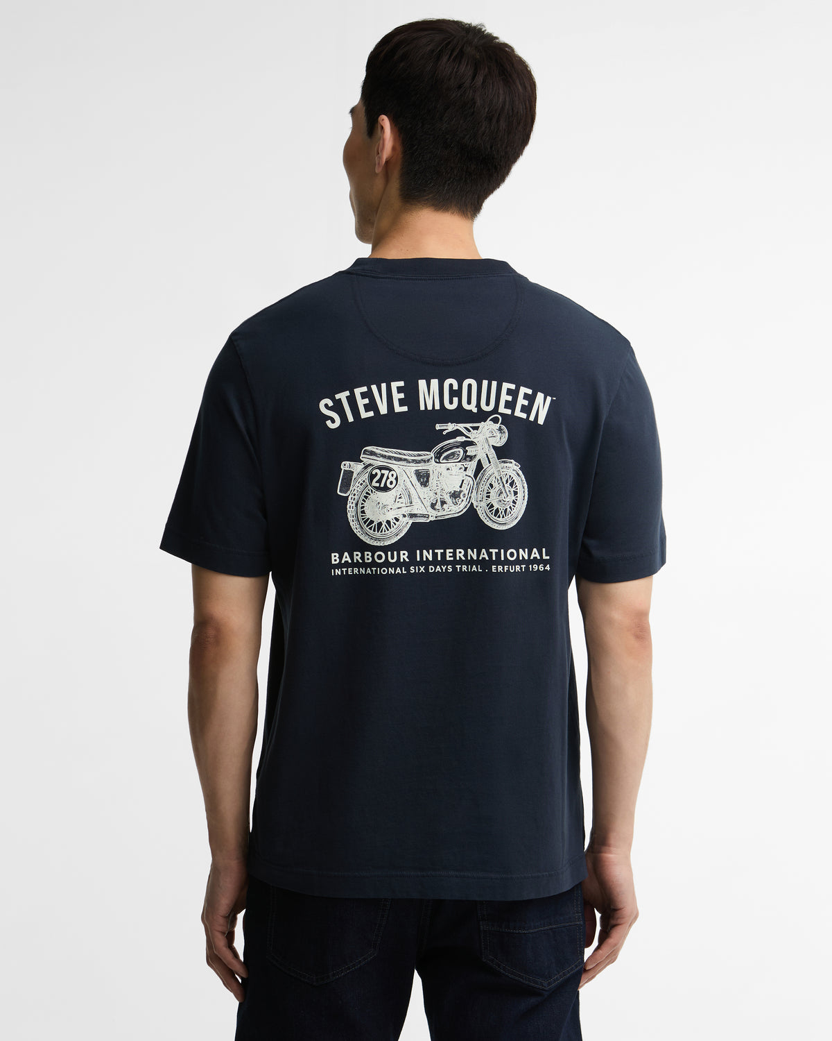 Barbour International Steve McQueen Grange Mens Graphic T-Shirt - Navy back