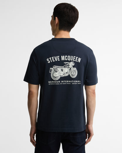 Barbour International Steve McQueen Grange Mens Graphic T-Shirt - Navy back
