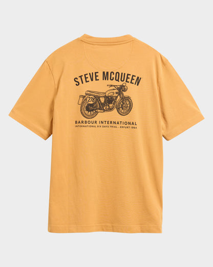 Barbour International Steve McQueen Grange Mens Graphic T - Shirt - Honey | CHO | Designer Mens T - Shirts