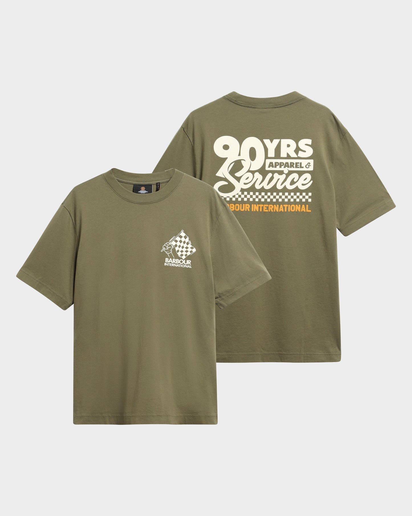 Barbour International Herman Mens Graphic T - Shirt - Mid Olive | CHO | Designer Mens T - Shirts