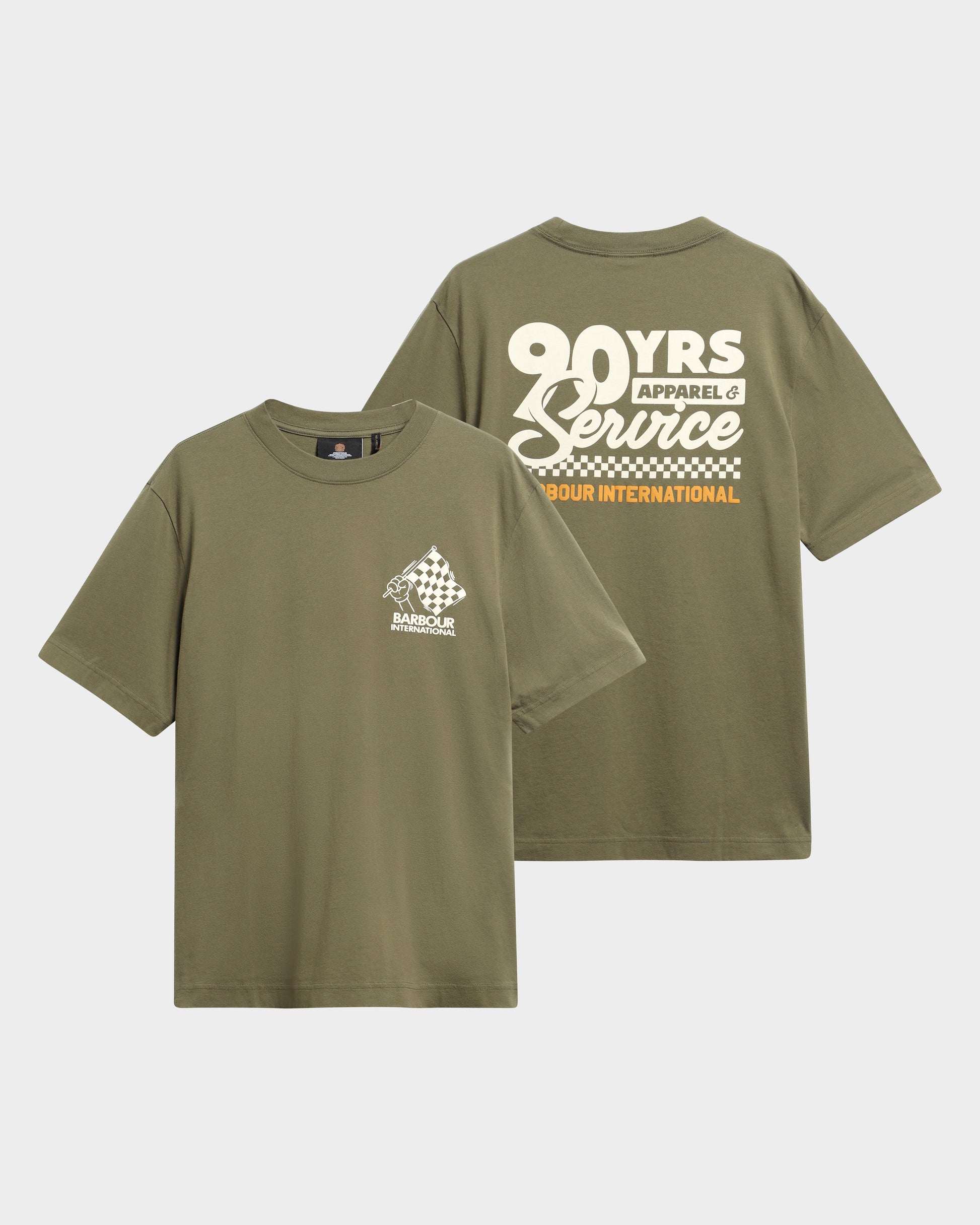 Barbour International Herman Mens Graphic T - Shirt - Mid Olive | CHO | Designer Mens T - Shirts