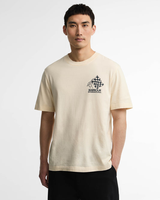 Barbour International Herman Mens Graphic T - Shirt - Chalk | CHO | Designer Mens T - Shirts