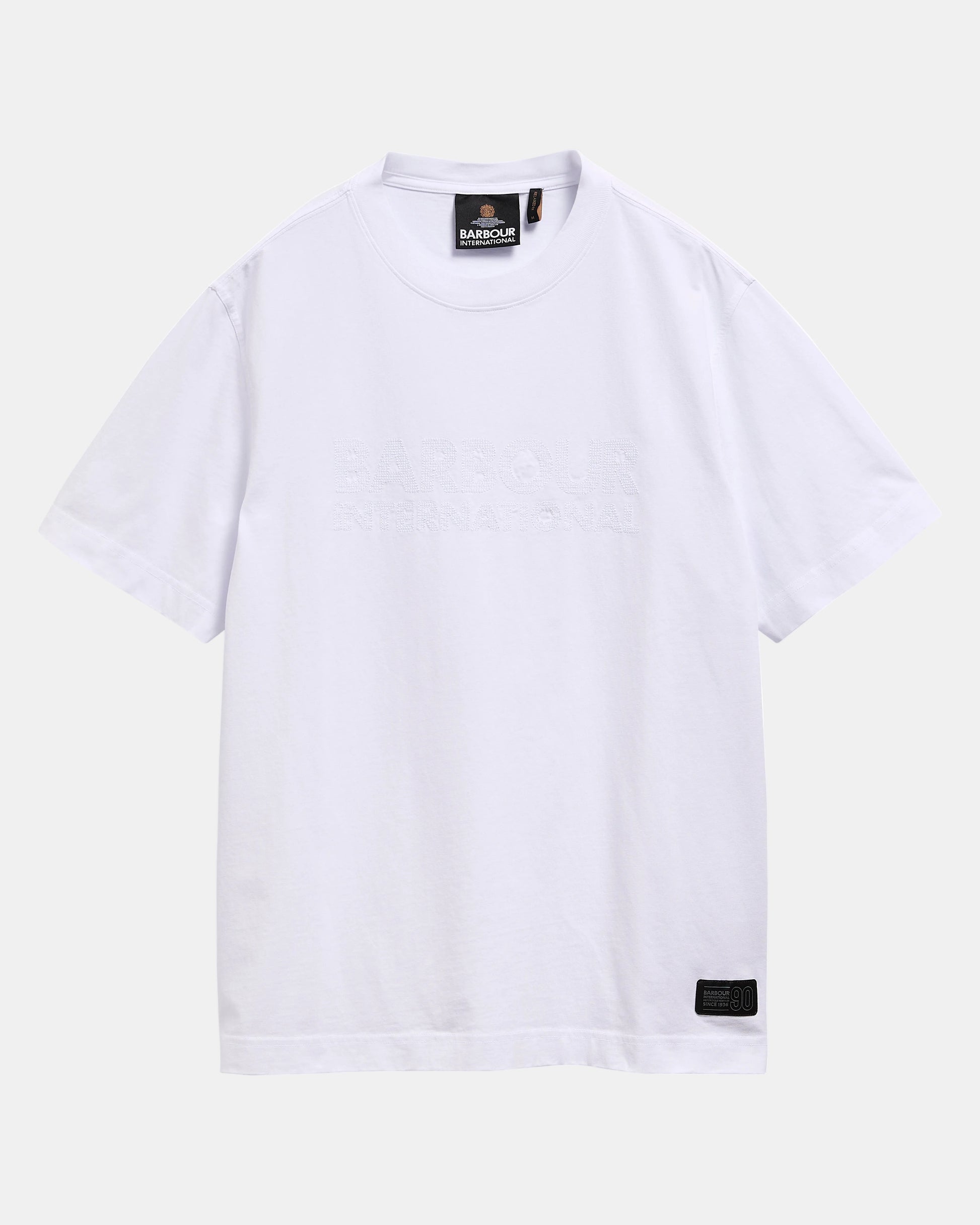 Barbour International Mens 90th Anniversary T - Shirt - White | CHO | Designer Mens T - Shirts