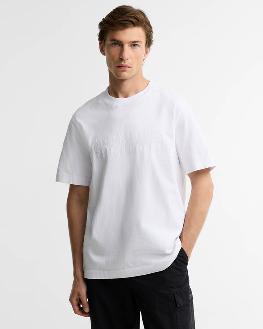 Barbour International Mens 90th Anniversary T - Shirt - White | CHO | Designer Mens T - Shirts
