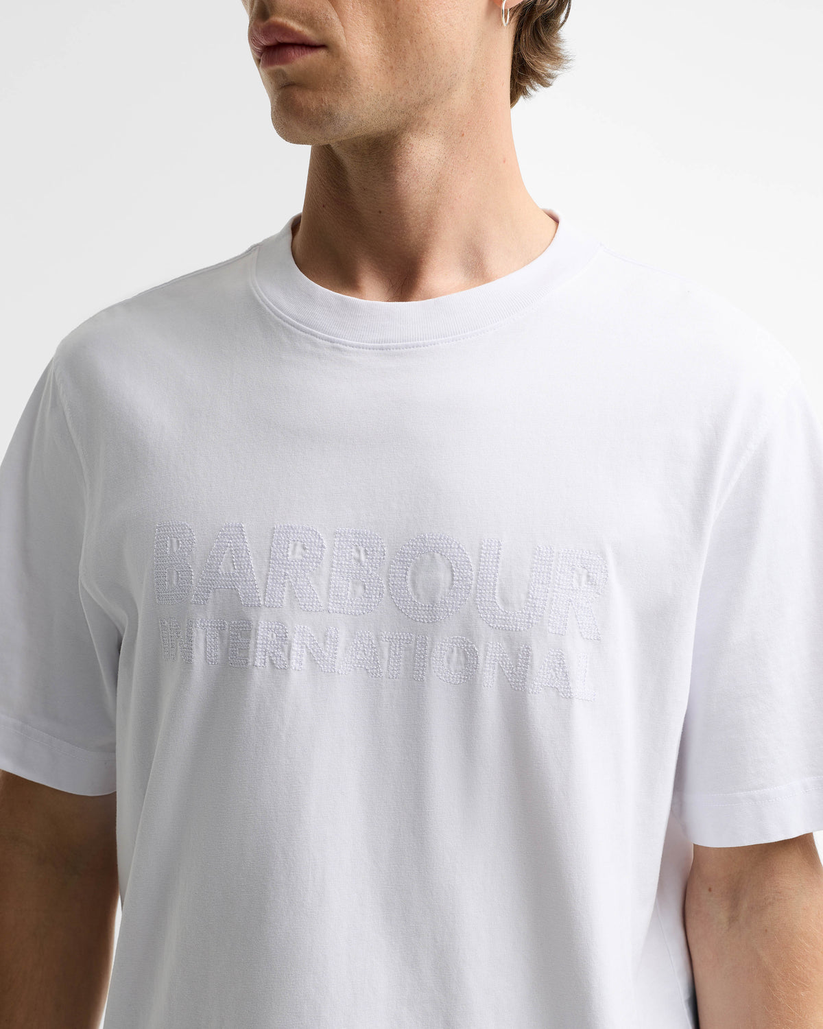 Barbour International Mens 90th Anniversary T - Shirt - White | CHO | Designer Mens T - Shirts