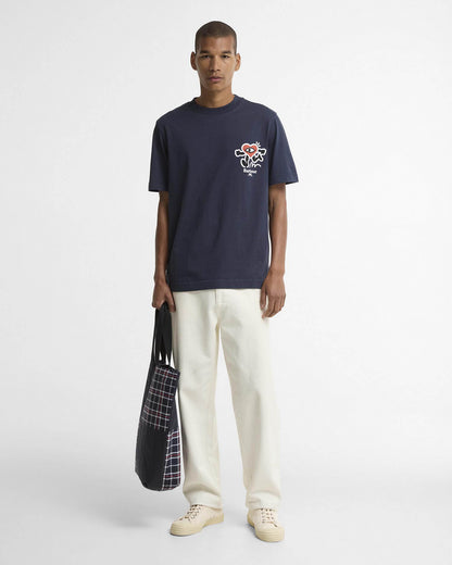 Barbour x Mul Mens Camping Trip Graphic T - Shirt - Navy | CHO | Designer Mens T - Shirts