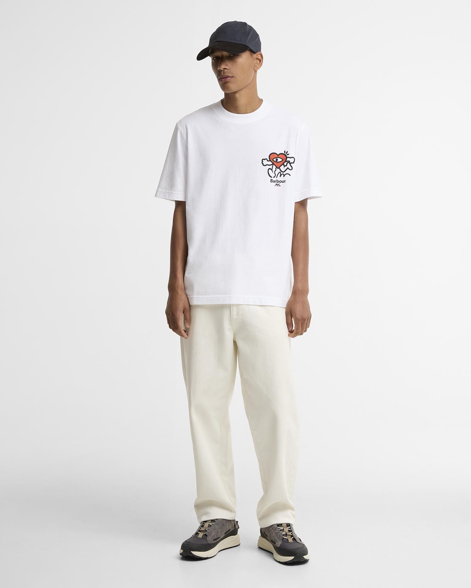 Barbour x Mul Mens Camping Trip Graphic T - Shirt - White | CHO | Designer Mens T - Shirts