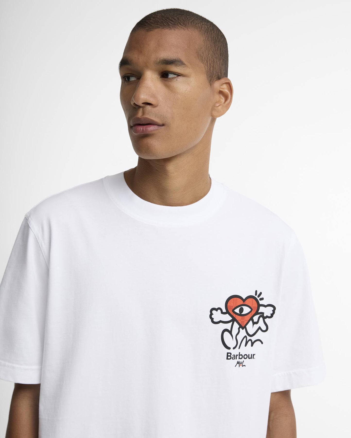 Barbour x Mul Mens Camping Trip Graphic T - Shirt - White | CHO | Designer Mens T - Shirts
