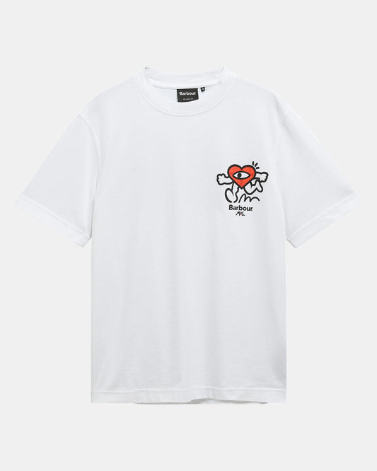 Barbour x Mul Mens Camping Trip Graphic T-Shirt - White | CHO | Designer Mens T-Shirts
