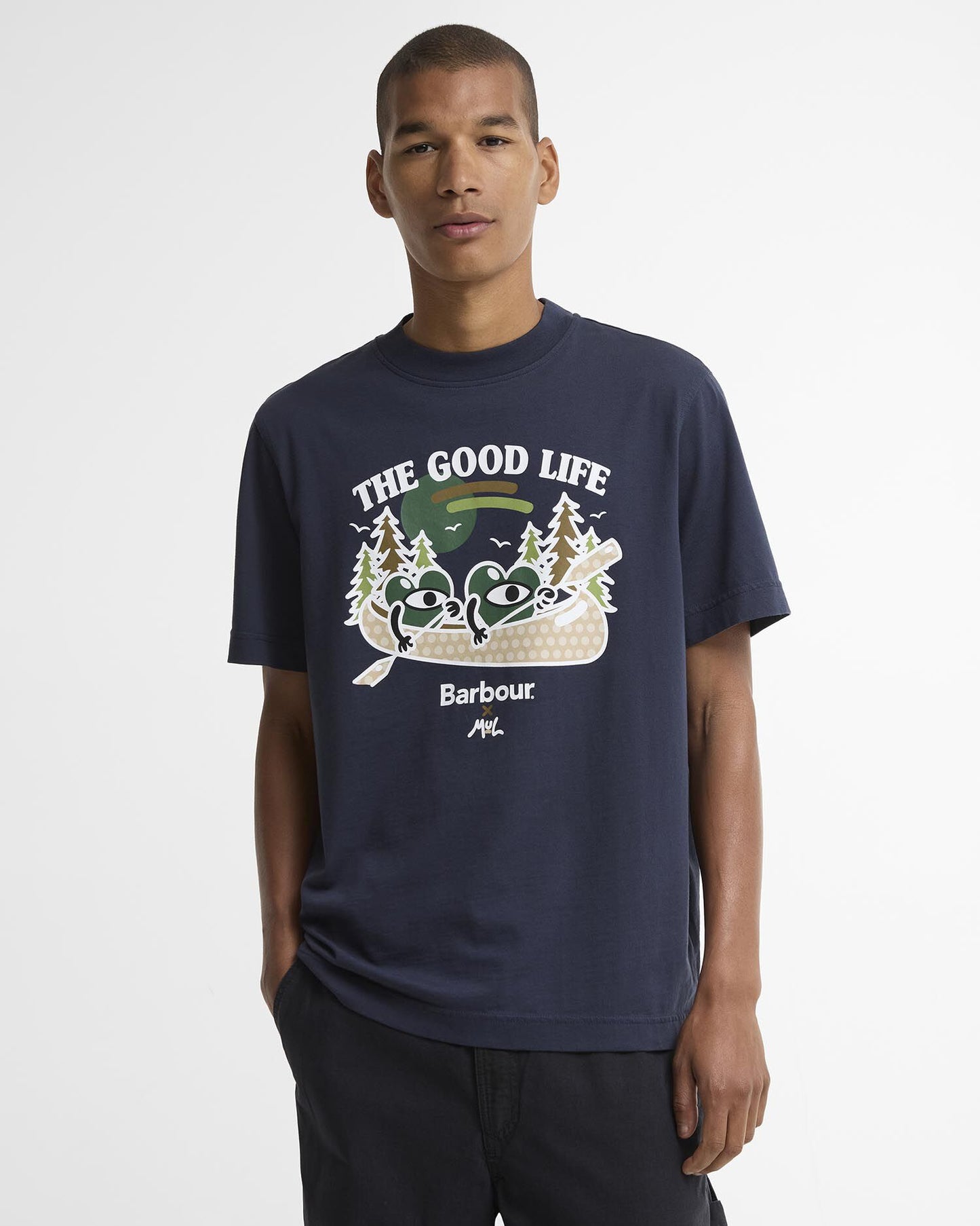 Barbour x Mul Mens Good Life Graphic T - Shirt - Navy | CHO | Designer Mens T - Shirts
