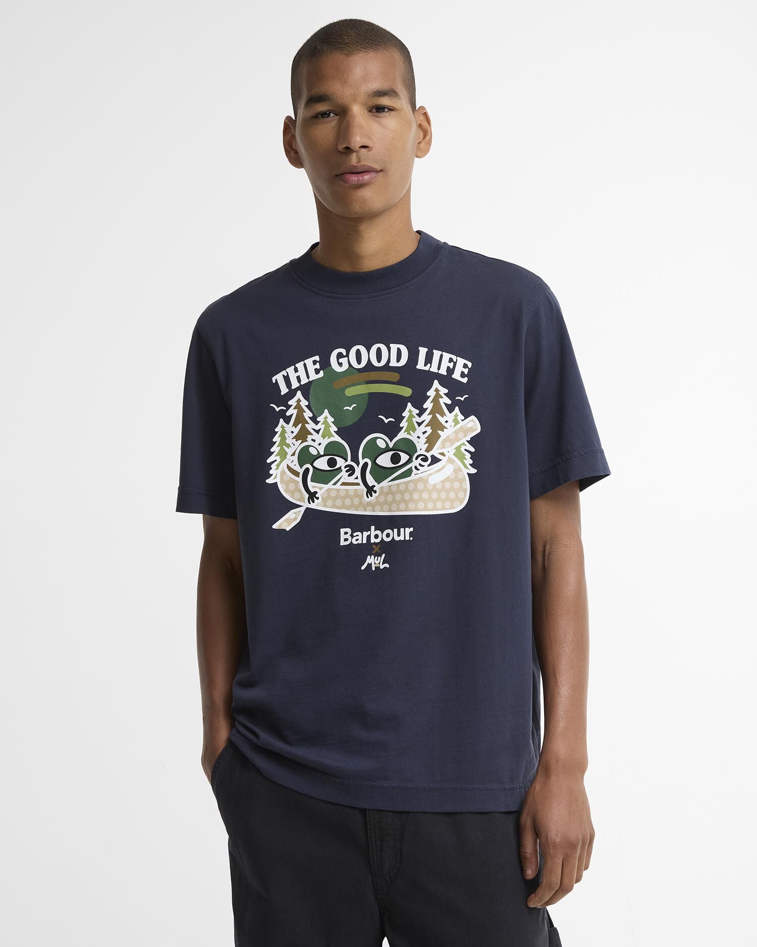 Barbour x Mul Mens Good Life Graphic T - Shirt - Navy | CHO | Designer Mens T - Shirts