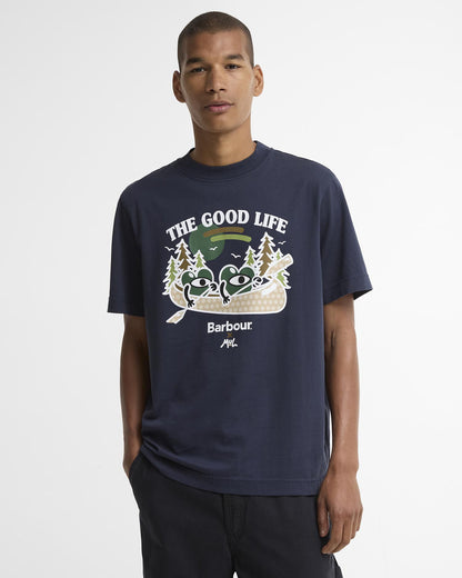Barbour x Mul Mens Good Life Graphic T - Shirt - Navy | CHO | Designer Mens T - Shirts