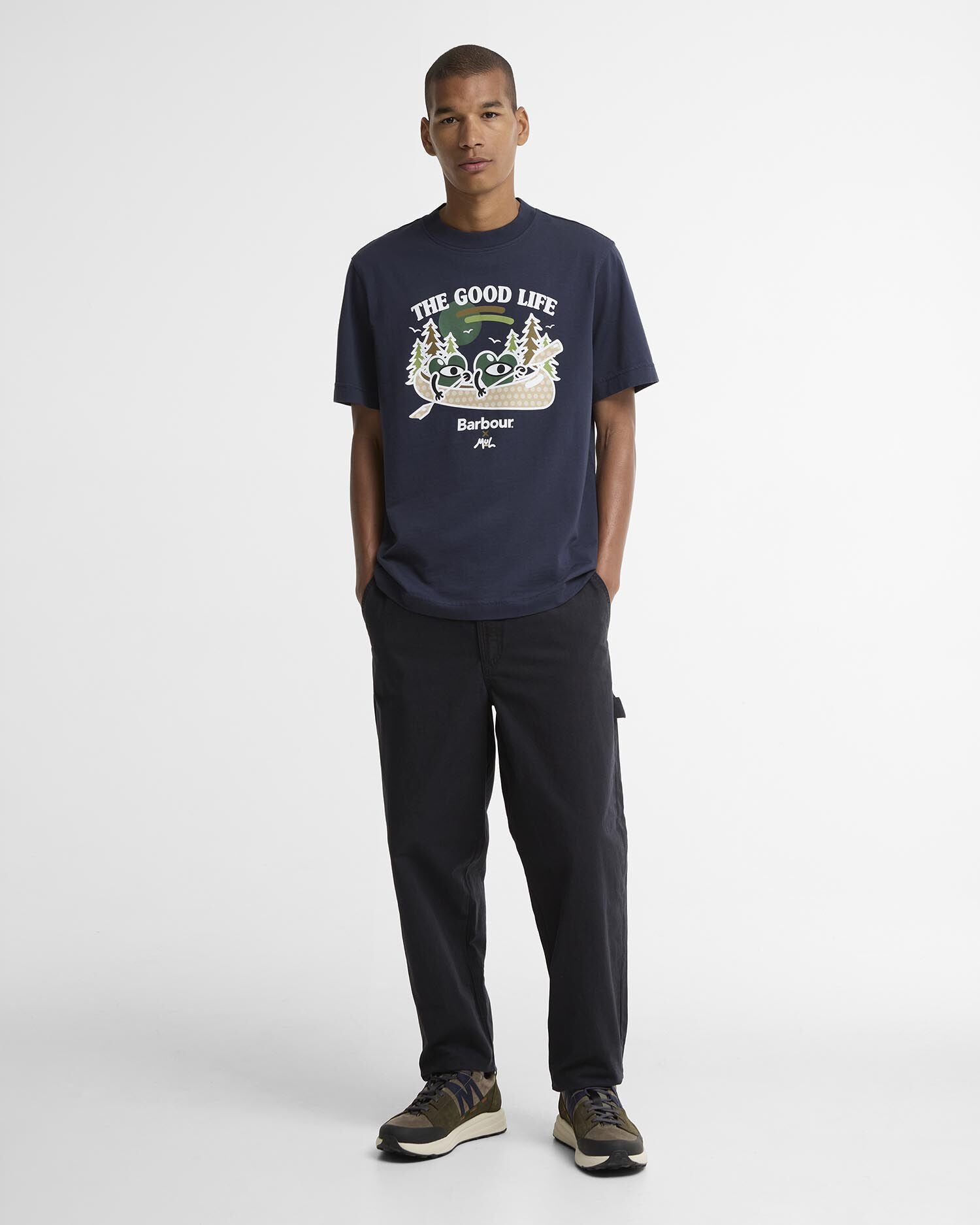 Barbour x Mul Mens Good Life Graphic T - Shirt - Navy | CHO | Designer Mens T - Shirts