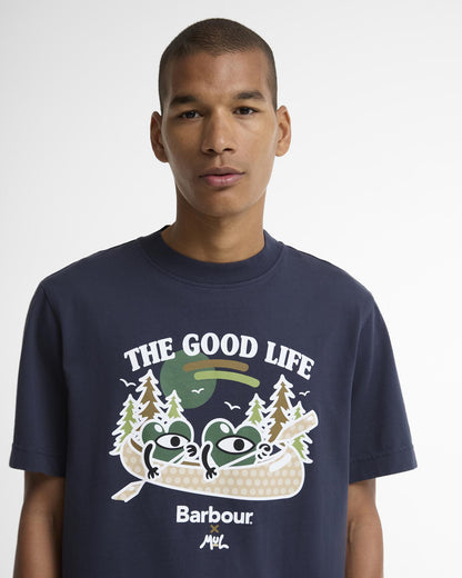 Barbour x Mul Mens Good Life Graphic T - Shirt - Navy | CHO | Designer Mens T - Shirts