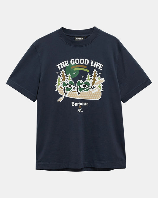 Barbour x Mul Mens Good Life Graphic T-Shirt - Navy | CHO | Designer Mens T-Shirts