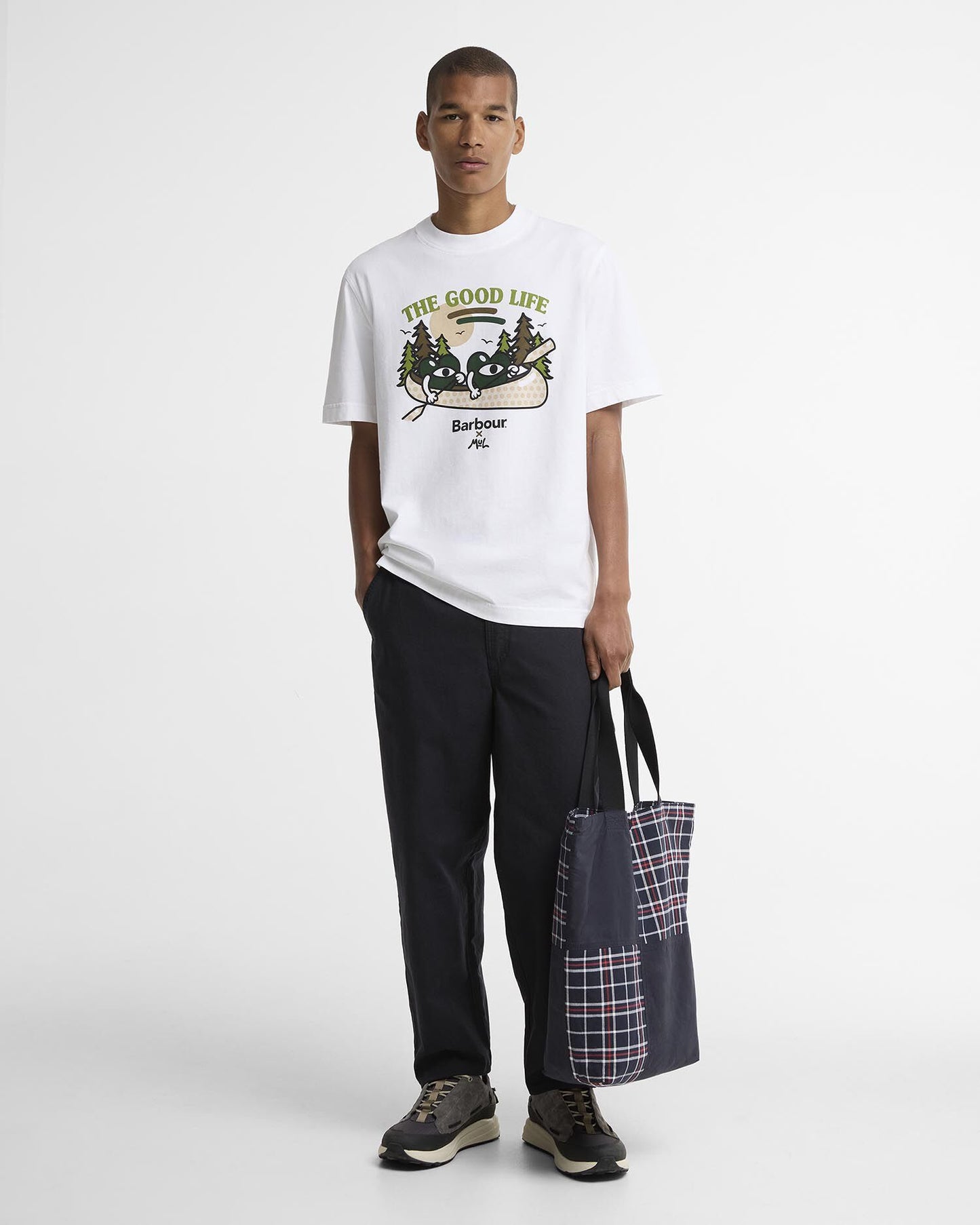 Barbour x Mul Mens Good Life Graphic T - Shirt - White | CHO | Designer Mens T - Shirts