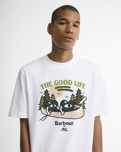 Barbour x Mul Mens Good Life Graphic T - Shirt - White | CHO | Designer Mens T - Shirts