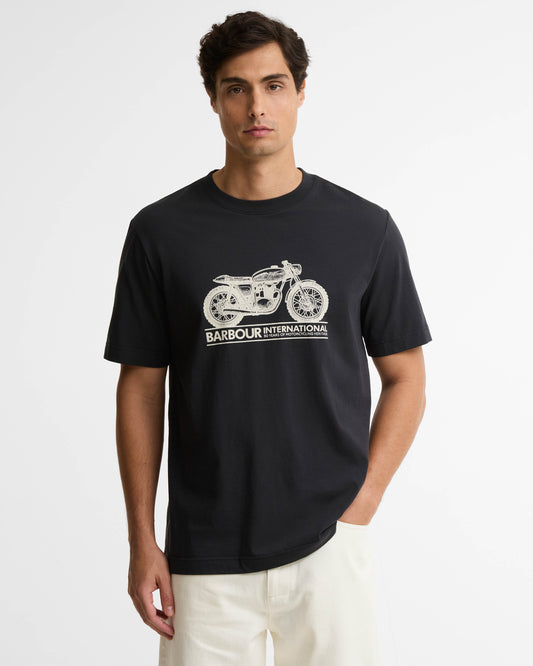 Barbour International Triton Mens T - Shirt - Black | CHO | Designer Mens T - Shirts