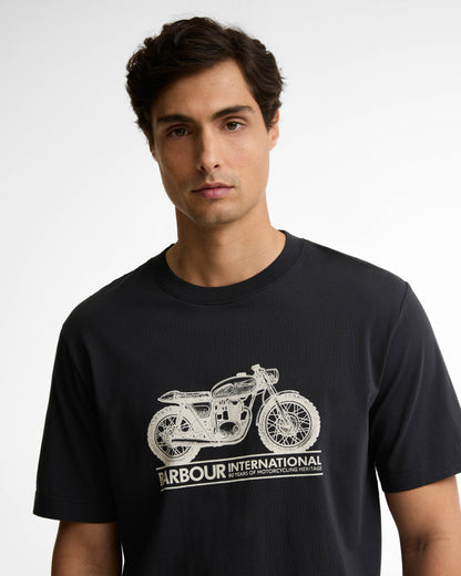 Barbour International Triton Mens T - Shirt - Black | CHO | Designer Mens T - Shirts