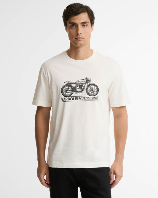 Barbour International Triton Mens T - Shirt - Whisper White | CHO | Designer Mens T - Shirts