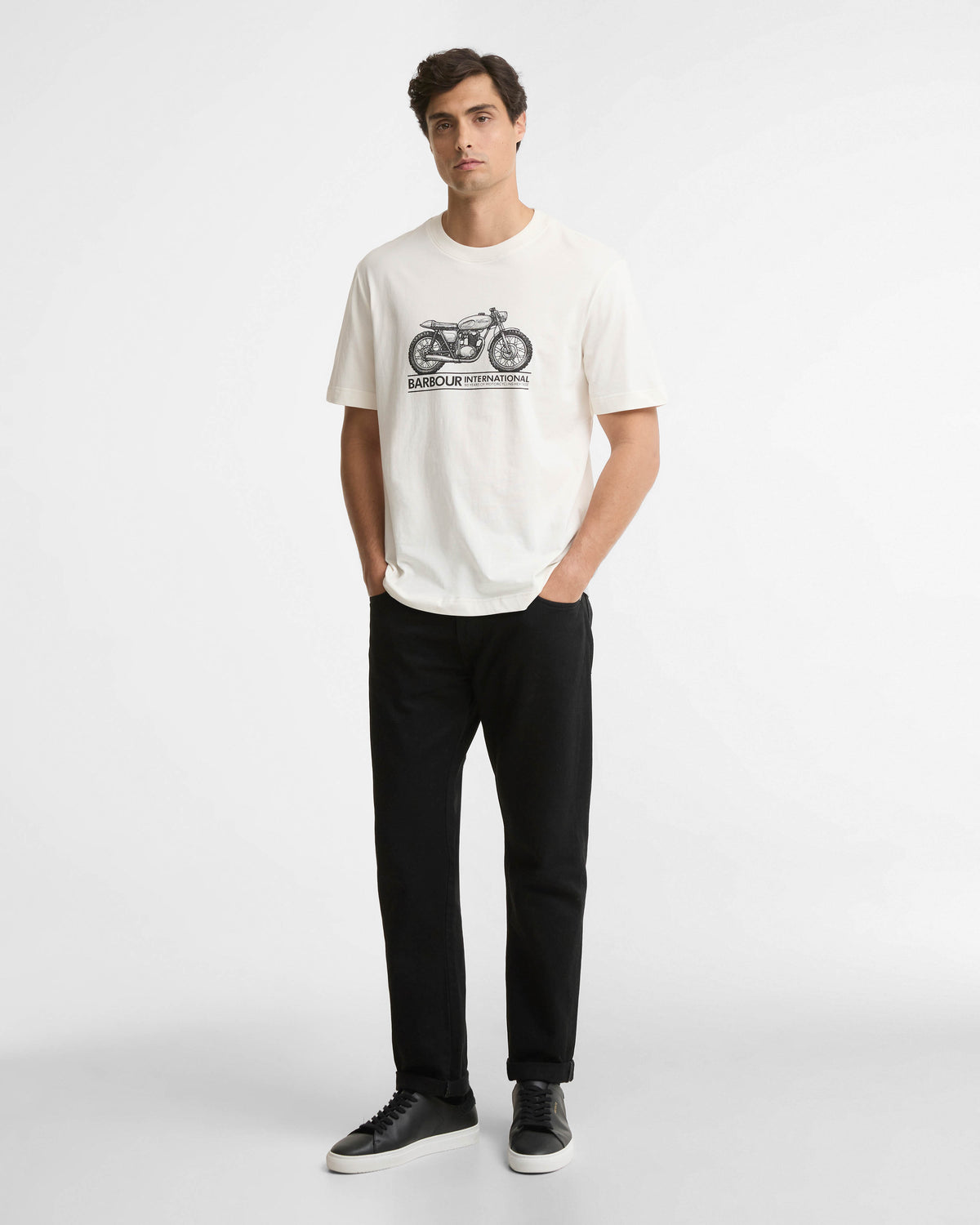 Barbour International Triton Mens T - Shirt - Whisper White | CHO | Designer Mens T - Shirts