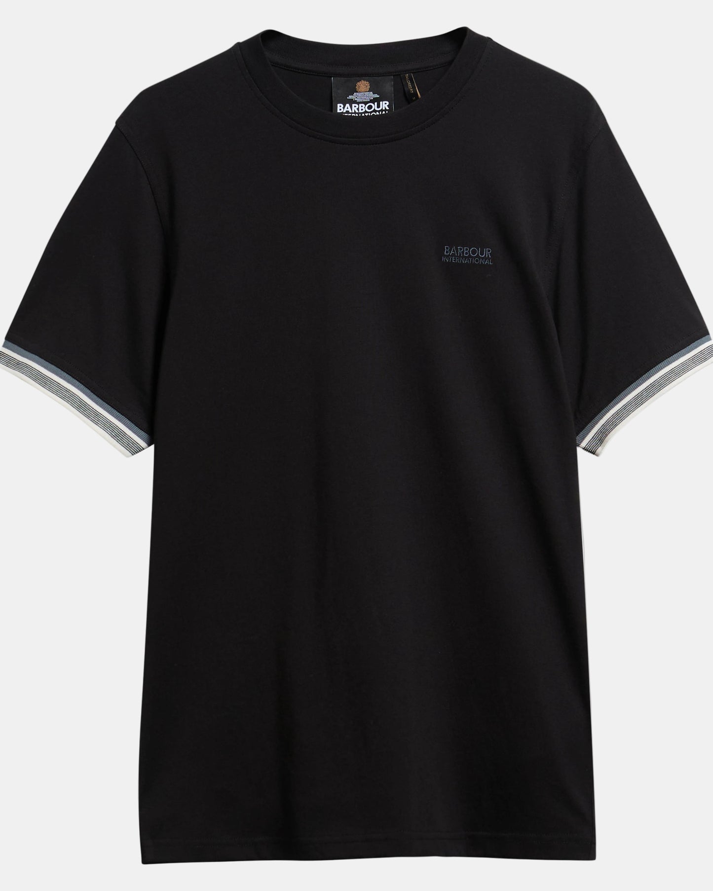 Barbour International Newport Mens Tipped T - Shirt - Black | CHO | Designer Mens T - Shirts