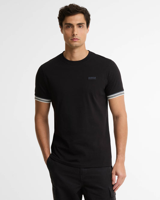 Barbour International Newport Mens Tipped T - Shirt - Black | CHO | Designer Mens T - Shirts