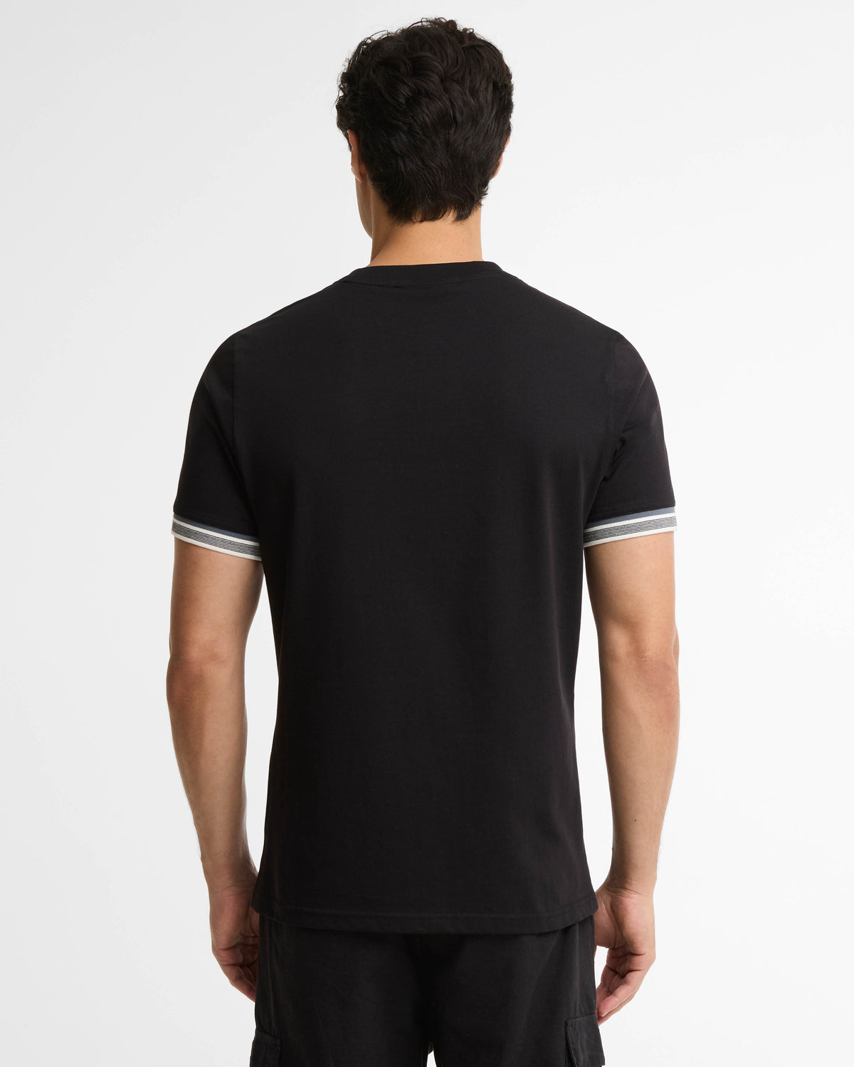 Barbour International Newport Mens Tipped T - Shirt - Black | CHO | Designer Mens T - Shirts