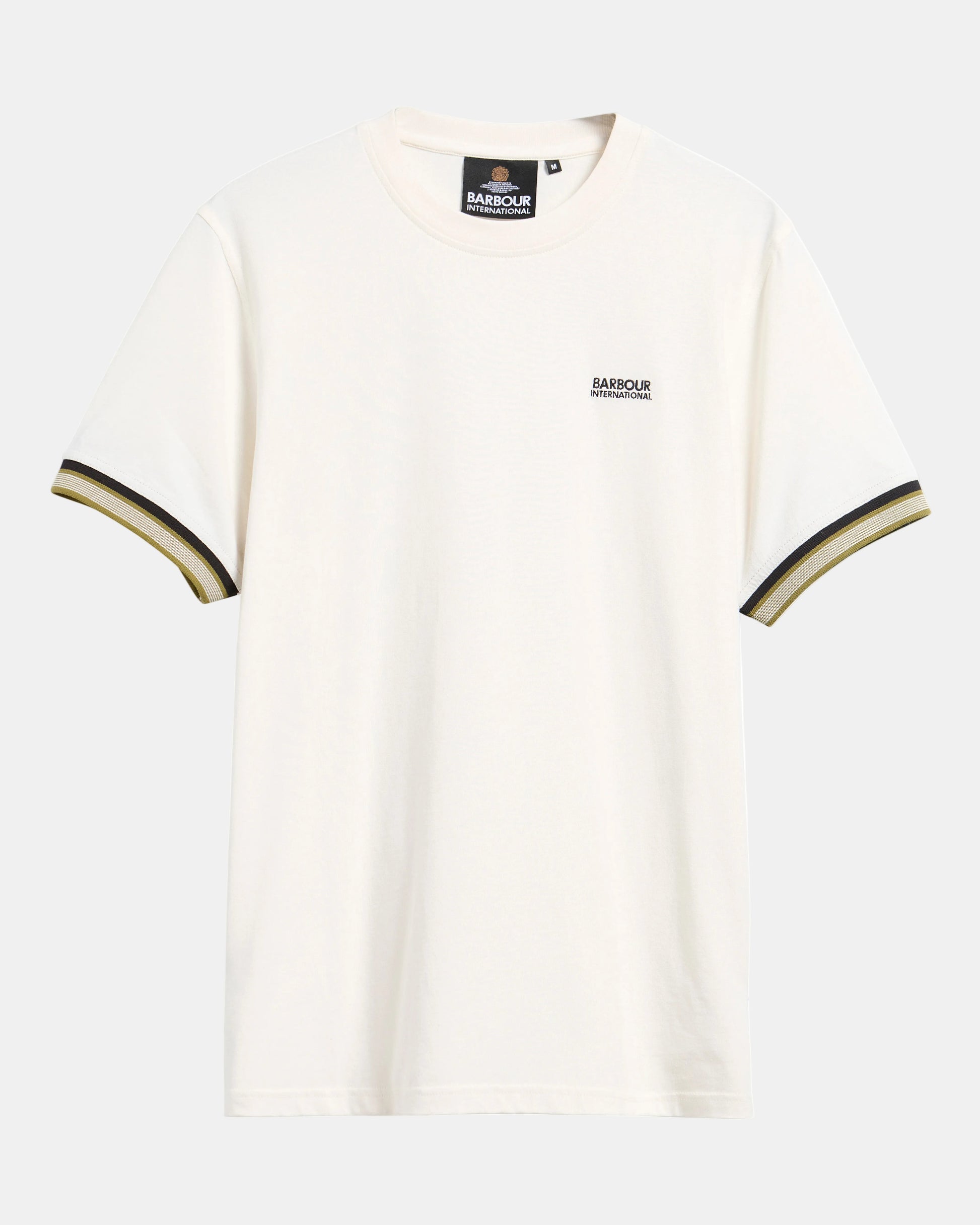 Barbour International Newport Mens Tipped T - Shirt - Whisper White | CHO | Designer Mens T - Shirts
