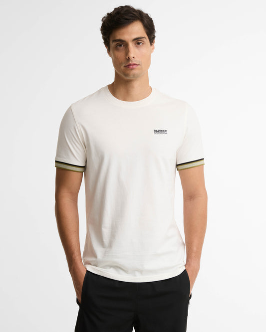 Barbour International Newport Mens Tipped T - Shirt - Whisper White | CHO | Designer Mens T - Shirts