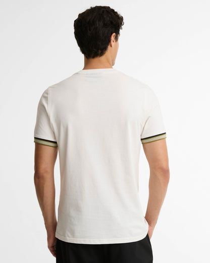Barbour International Newport Mens Tipped T - Shirt - Whisper White | CHO | Designer Mens T - Shirts