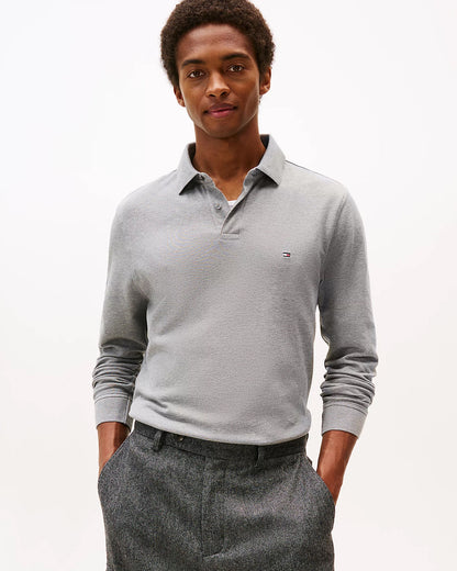 Tommy Hilfiger 1985 Regular Long Sleeve Mens Polo Shirt - Medium Grey Heather