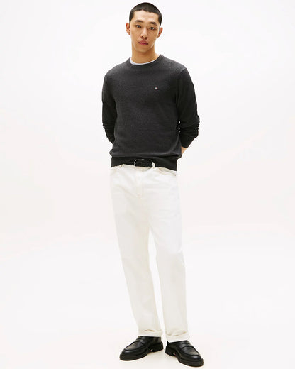 Tommy Hilfiger Organic Cotton Cashmere Mens Crew Sweater - Dark Grey Heather