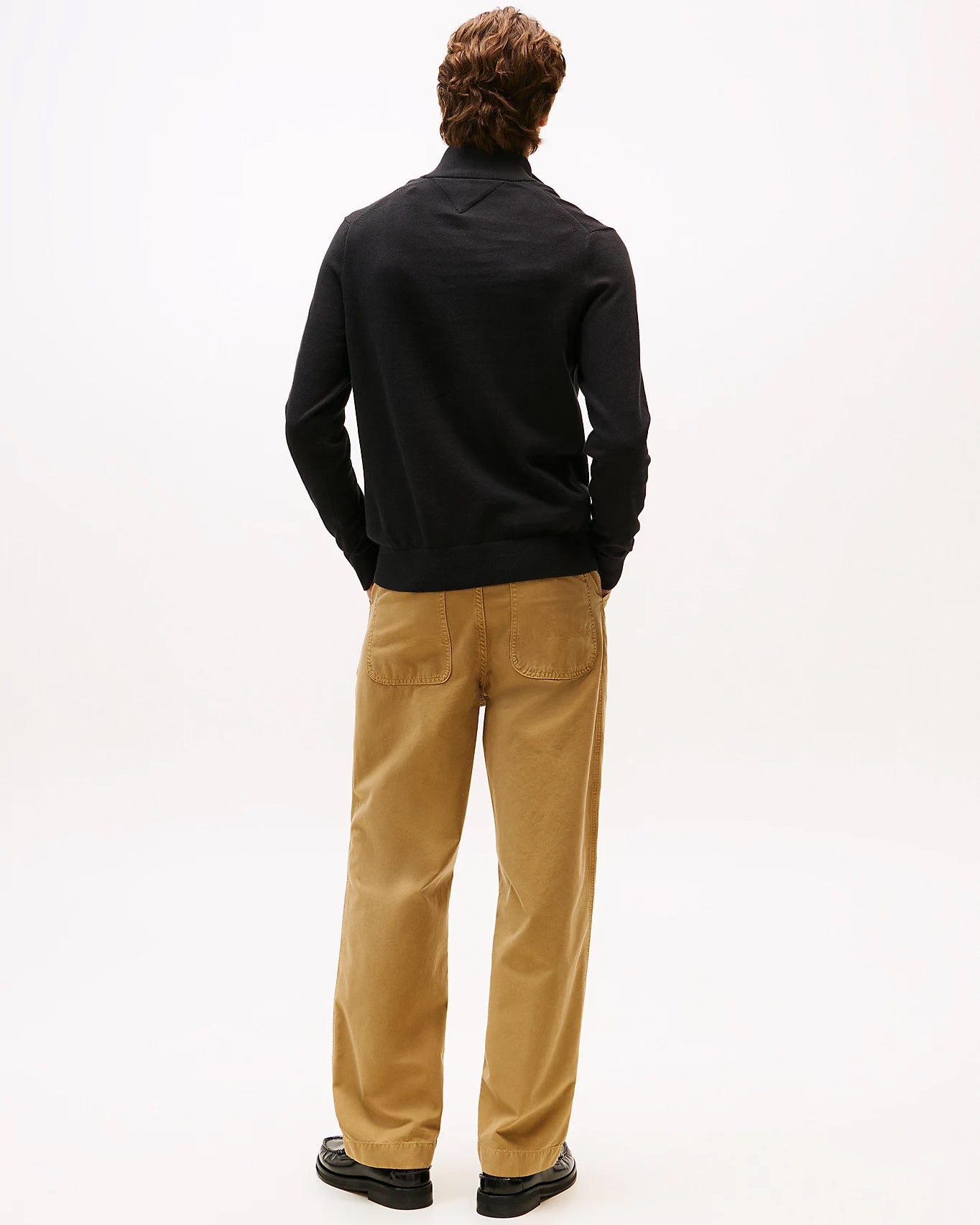 Tommy Hilfiger Organic Cotton Cashmere Mens Zip-Mock Sweater - Black