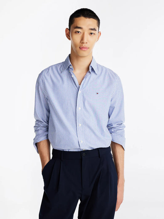 Tommy Hilfiger Flex Poplin Classic Strip Mens Long Sleeve Shirt