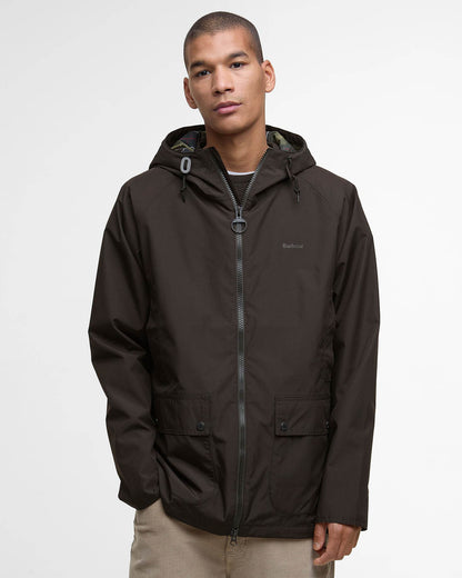 Barbour Hooded Domus Mens Waterproof Jacket - Black Oak