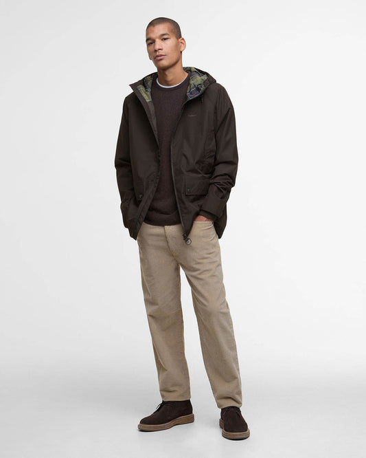 Barbour Hooded Domus Mens Waterproof Jacket - Black Oak